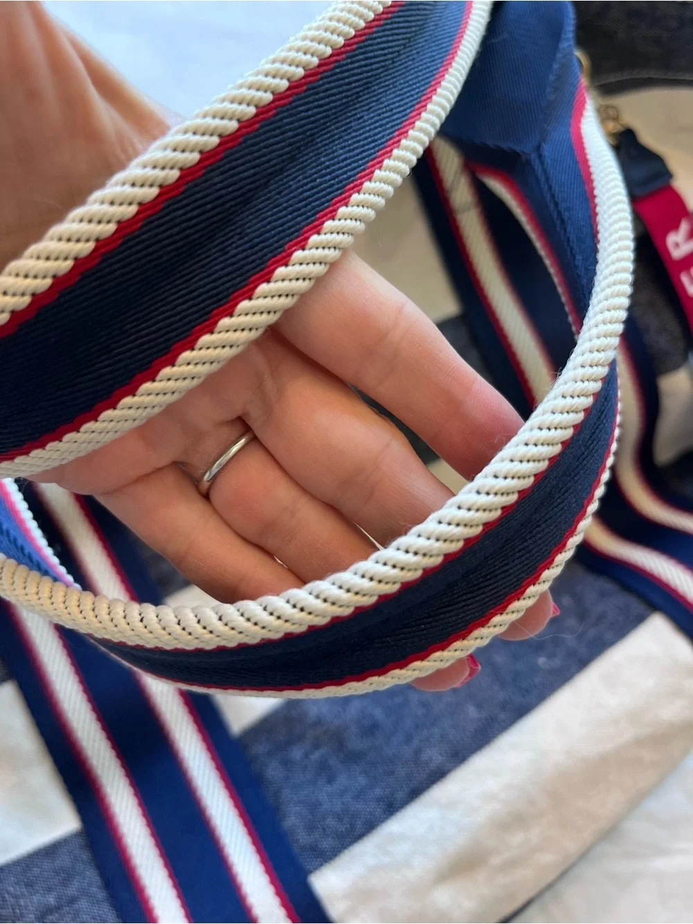 Tommy Hilfiger Tote Bag Blue Stripe Beach Bag